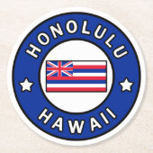 Honolulu Hawaii Ronde Kartonnen Onderzetter (Voorkant)