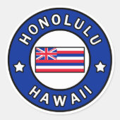 Honolulu Hawaii Ronde Sticker (Voorkant)