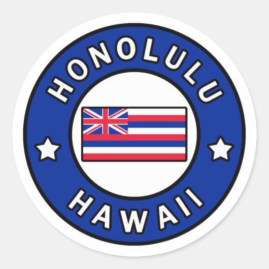 Honolulu Hawaii Ronde Sticker (Voorkant)