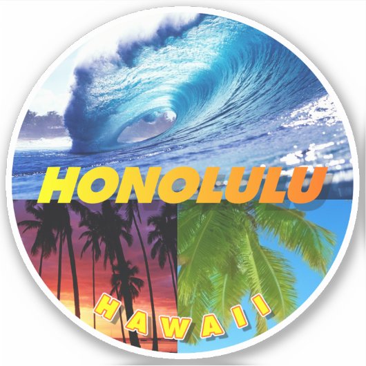 Honolulu Hawaii Sticker (Voorkant)
