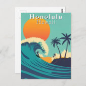 Honolulu Hawaii  Surfen Reizen Briefkaart (Voorkant / Achterkant)