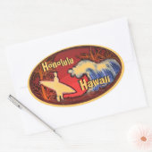 Honolulu Hawaii surfer golven kunst oranje sticker (Envelop)