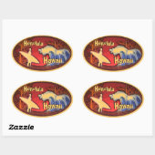 Honolulu Hawaii surfer golven kunst oranje sticker (Vel)