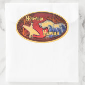 Honolulu Hawaii surfer golven kunst oranje sticker (Tas)