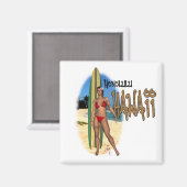 Honolulu Hawaii Surfer Meisje Magnet (Voorkant / Achterkant)