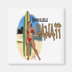 Honolulu Hawaii Surfer Meisje Magnet