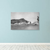 Honolulu, Hawaii - Surfers van Waikiki Beach Canvas Afdruk (Insitu (Houten vloer))