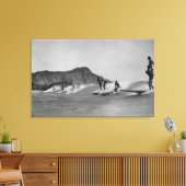 Honolulu, Hawaii - Surfers van Waikiki Beach Canvas Afdruk (Insitu (Woonkamer))