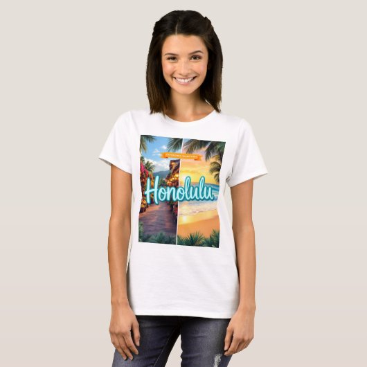 Honolulu, Hawaii T-shirt (Voorkant volledig)
