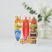 Honolulu Hawaii Tiki Surf Briefkaart (Staand voorkant)