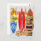 Honolulu Hawaii Tiki Surf Briefkaart (Voorkant / Achterkant)