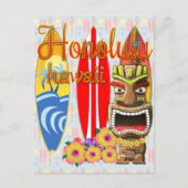 Honolulu Hawaii Tiki Surf Briefkaart (Voorkant)