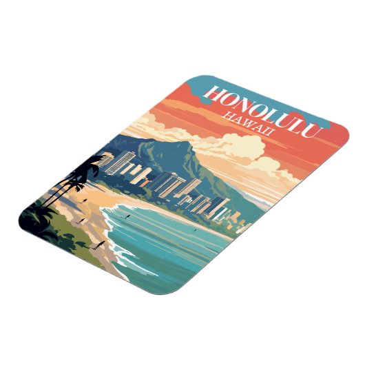  Honolulu Hawaii Travel Souvenir Magneet (Linkerzijde)