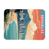 Honolulu, Hawaii: Travel Vintage Magneet (Horizontaal)