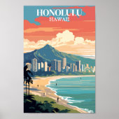Honolulu, Hawaii: Travel Vintage Poster (Voorkant)