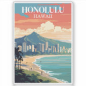 Honolulu, Hawaii: Travel Vintage Sticker (Voorkant)