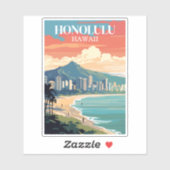 Honolulu, Hawaii: Travel Vintage Sticker (Vel)