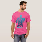 Honolulu Hawaii Tribal Turtle Hawaiian Surfer Divi T-shirt (Voorkant volledig)