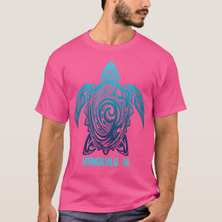 Honolulu Hawaii Tribal Turtle Hawaiian Surfer Divi T-shirt