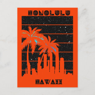 Honolulu Hawaii Tropical City Skyline Travel Briefkaart
