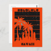 Honolulu Hawaii Tropical City Skyline Travel Briefkaart (Voorkant / Achterkant)