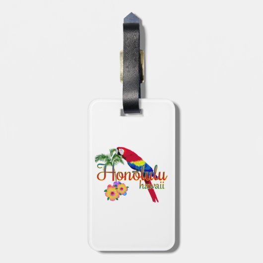 Honolulu Hawaii Tropical Parrot Bagagelabel (Achterkant verticaal)