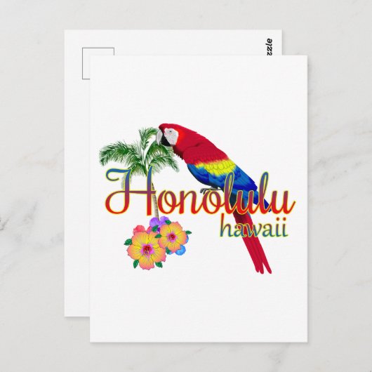 Honolulu Hawaii Tropical Parrot Briefkaart (Voorkant / Achterkant)