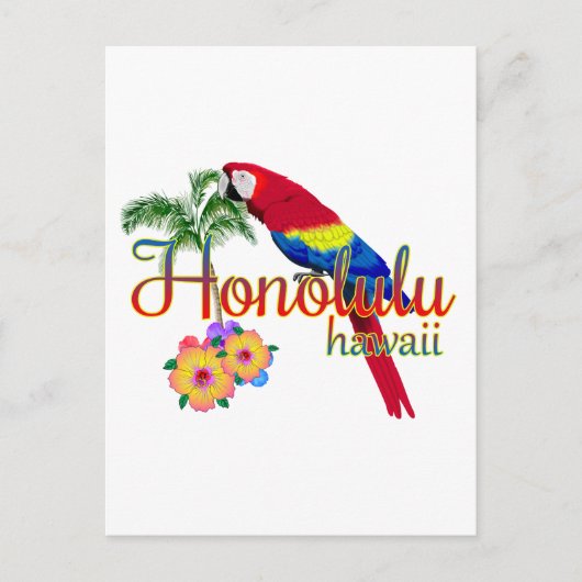 Honolulu Hawaii Tropical Parrot Briefkaart (Voorkant)