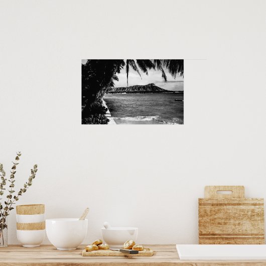 Honolulu, Hawaii - Uitzicht van Diamond Head Poster (Keuken)