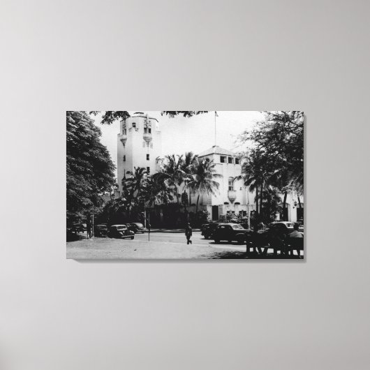 Honolulu, Hawaii - Uitzicht van het stadhuis Canvas Afdruk (Voorkant)