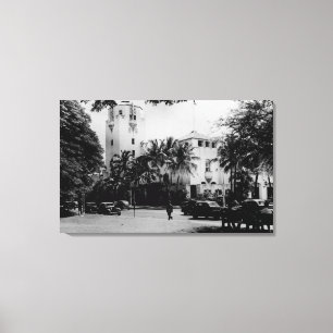 Honolulu, Hawaii - Uitzicht van het stadhuis Canvas Afdruk