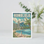 Honolulu Hawaii USA Vintage Travel Place Briefkaart (Staand voorkant)