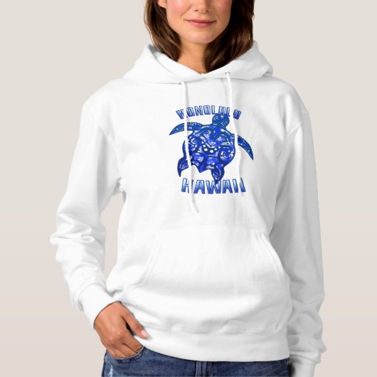 Honolulu Hawaii Vacation Tribal Turtle Hoodie (Voorkant)