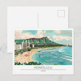 Honolulu Hawaii Verenigde Staten Vintage Kunst Rei Briefkaart