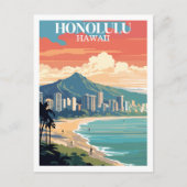 Honolulu, Hawaii: Vintage Travel Briefkaart (Voorkant)