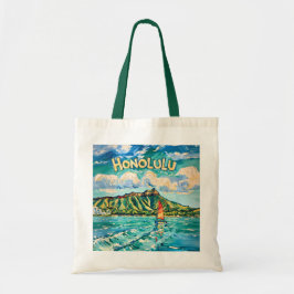 Honolulu Hawaii Vintage Travel Van Gogh Landscape Tote Bag