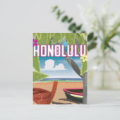 Honolulu, Hawaii, VS vintage reisposter. Briefkaart (Staand voorkant)