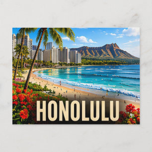Honolulu Hawaii VS Waikiki Beach Stille Oceaan Rei Briefkaart