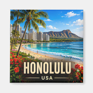 Honolulu Hawaii VS Waikiki Beach Stille Oceaan Rei Magneet