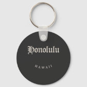 Honolulu Hawaii White Font Sleutelhanger (Voorkant)