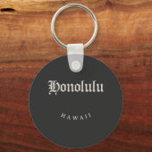 Honolulu Hawaii White Font Sleutelhanger (Voorkant)