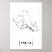 Honolulu, Hawaii (zwart op wit) Poster (Voorkant)