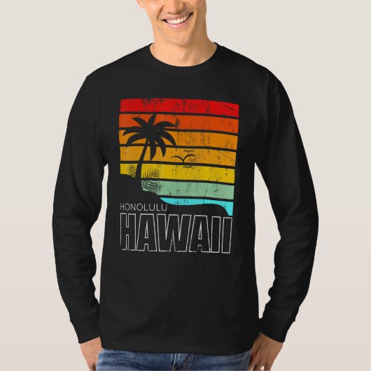 Honolulu Hawaiian Sumer Vacation Aloha HI Beach Re T-shirt (Voorkant)