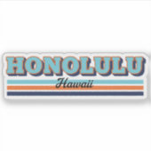Honolulu, HI | Stad Strepen, honolulu, hawaii, 70s Sticker (Voorkant)