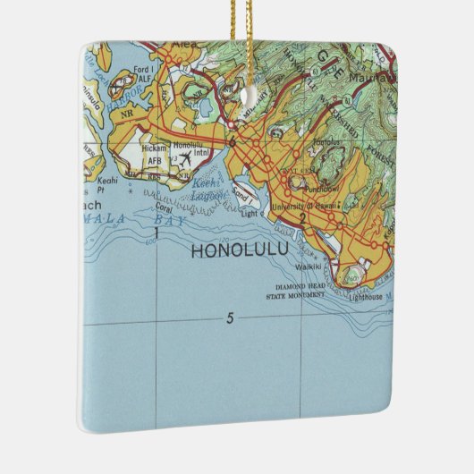 Honolulu kaart keramisch ornament (Rechts)