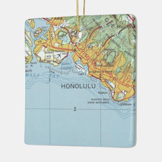 Honolulu  kaart keramisch ornament (Links)