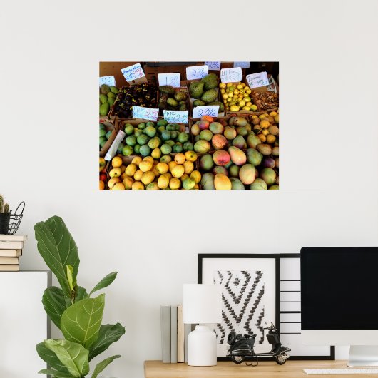 Honolulu-markt voor fruit poster (Thuiskantoor)