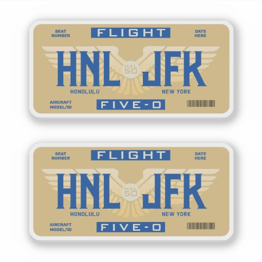 Honolulu naar New York Vlucht 5-0 Sticker (Voorkant)
