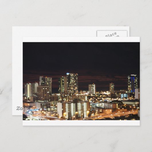 Honolulu Night Skyline Briefkaart (Voorkant / Achterkant)