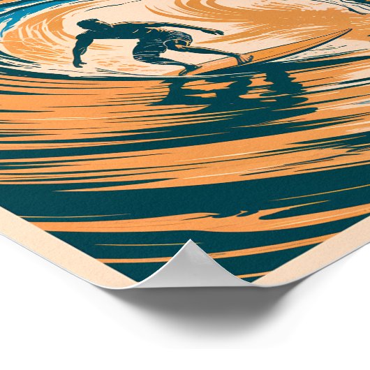 Honolulu North Shore Retro Surfen Hawaii Waves Poster (Hoek)